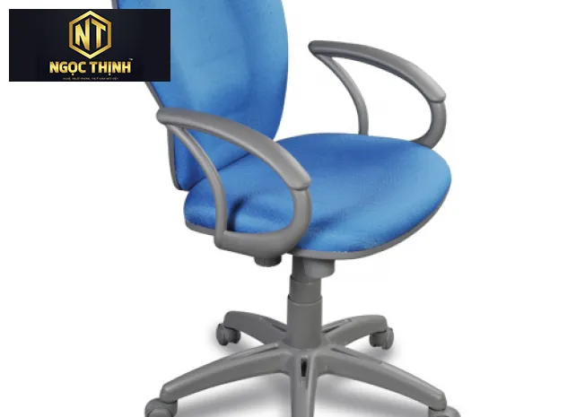 Ghế lưng trung, đệm tựa bọc vải, chân tay bằng nhựa màu đen SG1425